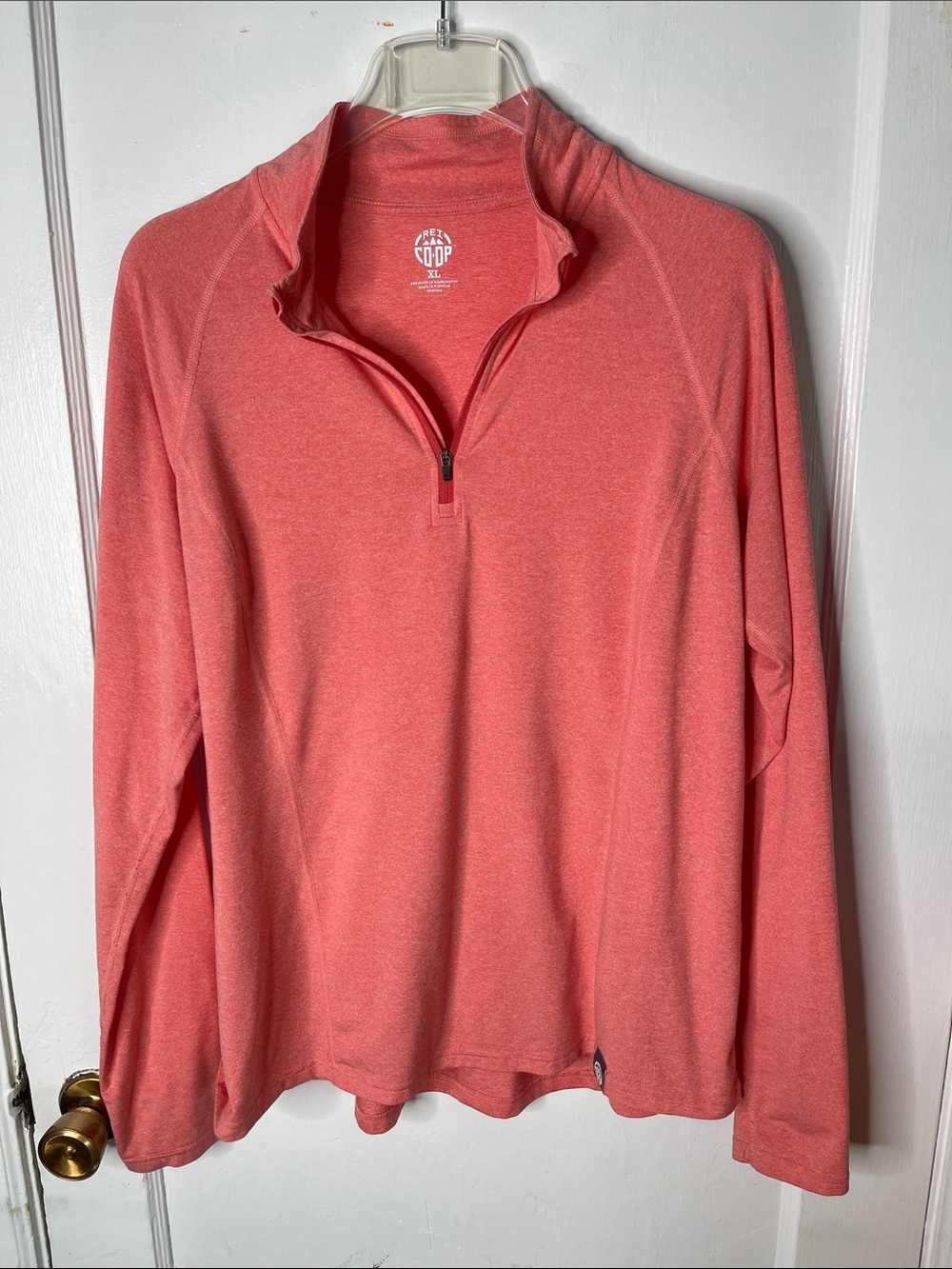 REI Coop Quarter Zip Top XL Lightweight Hiking Heathered Melon Orange Women’s